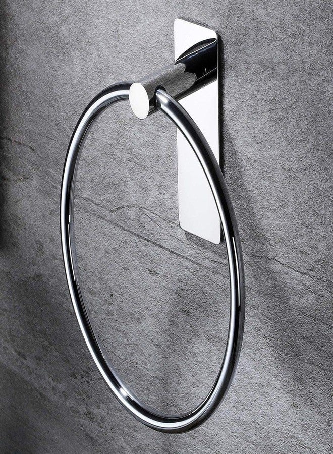 iSTAR Stainless Steel Self Adhesive Round Towel Ring | No Drilling Wall Mounted Bathroom Accessories | Durable Napkin Hand Towel Holder for Kitchen, Wash Basin, Home and Hotels (Chrome Finish) - Image 2
